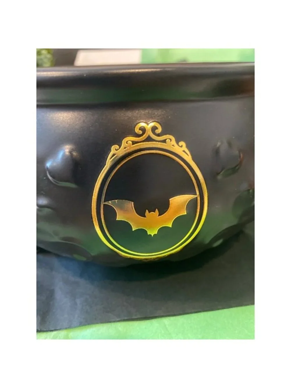 BBW Halloween Witch Cauldron Mirror Tray Candy Bowl Vanity Organizer Matte Black